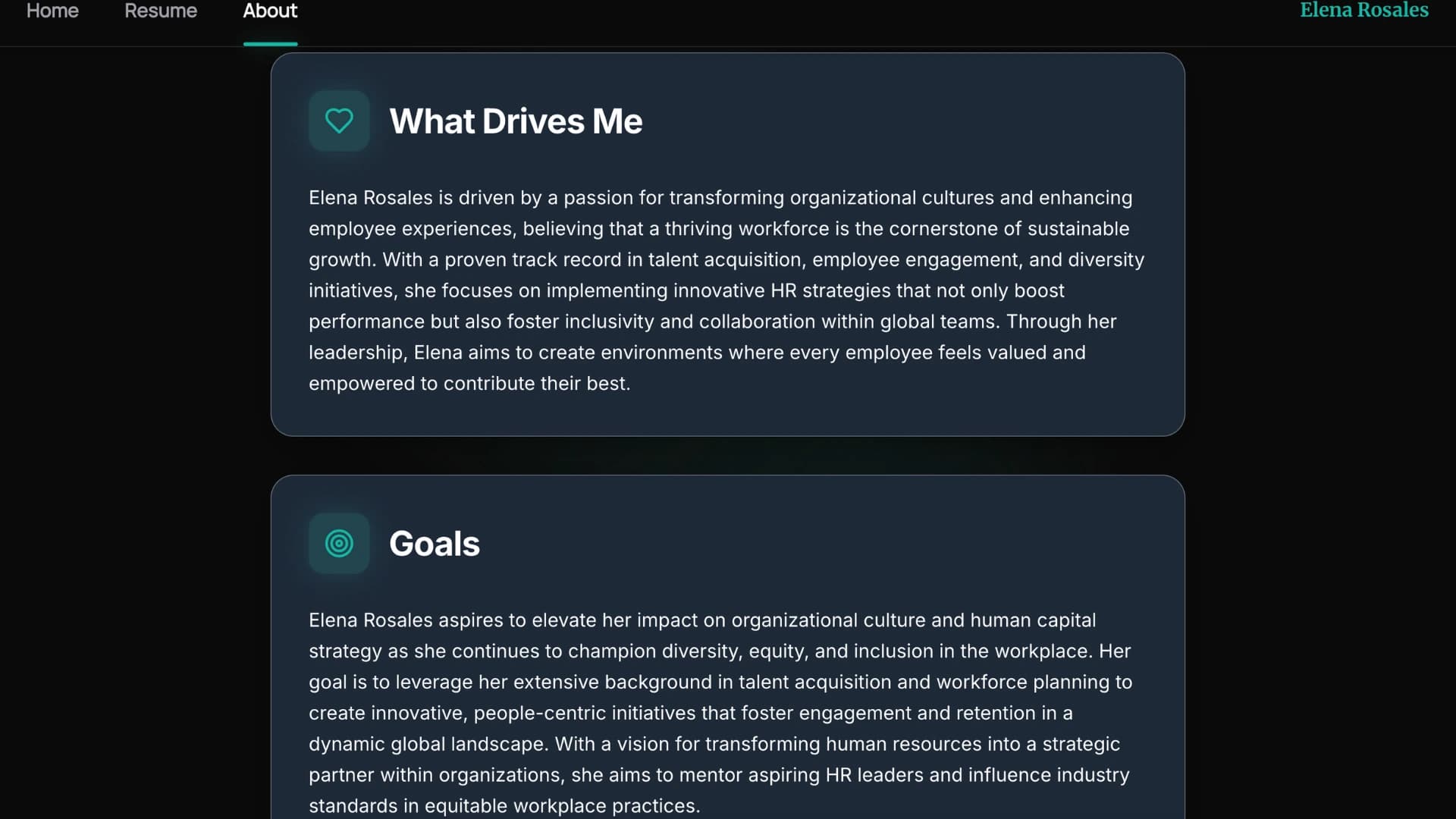 Elena Rosales - What Drives Me and Goals Example