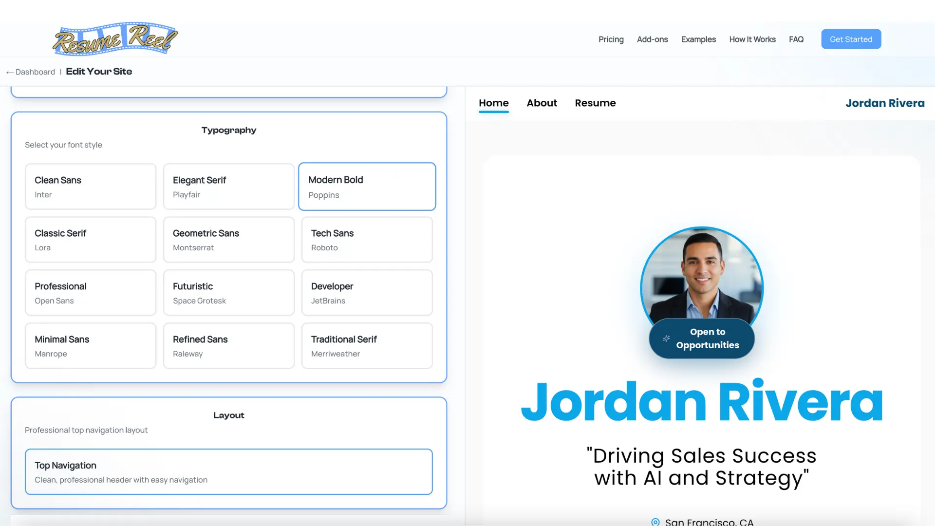 Font Selection Interface