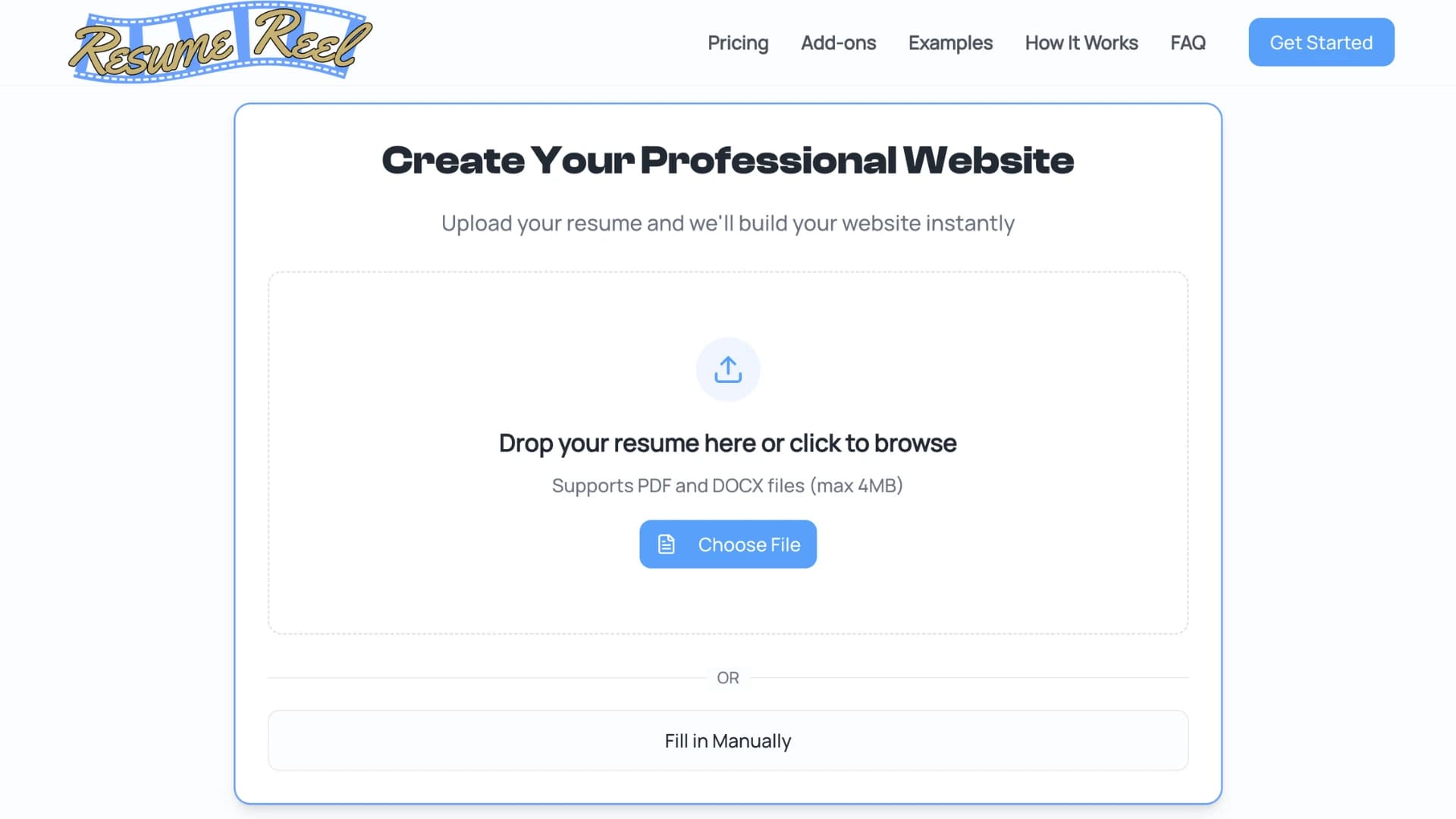 Upload Resume Interface