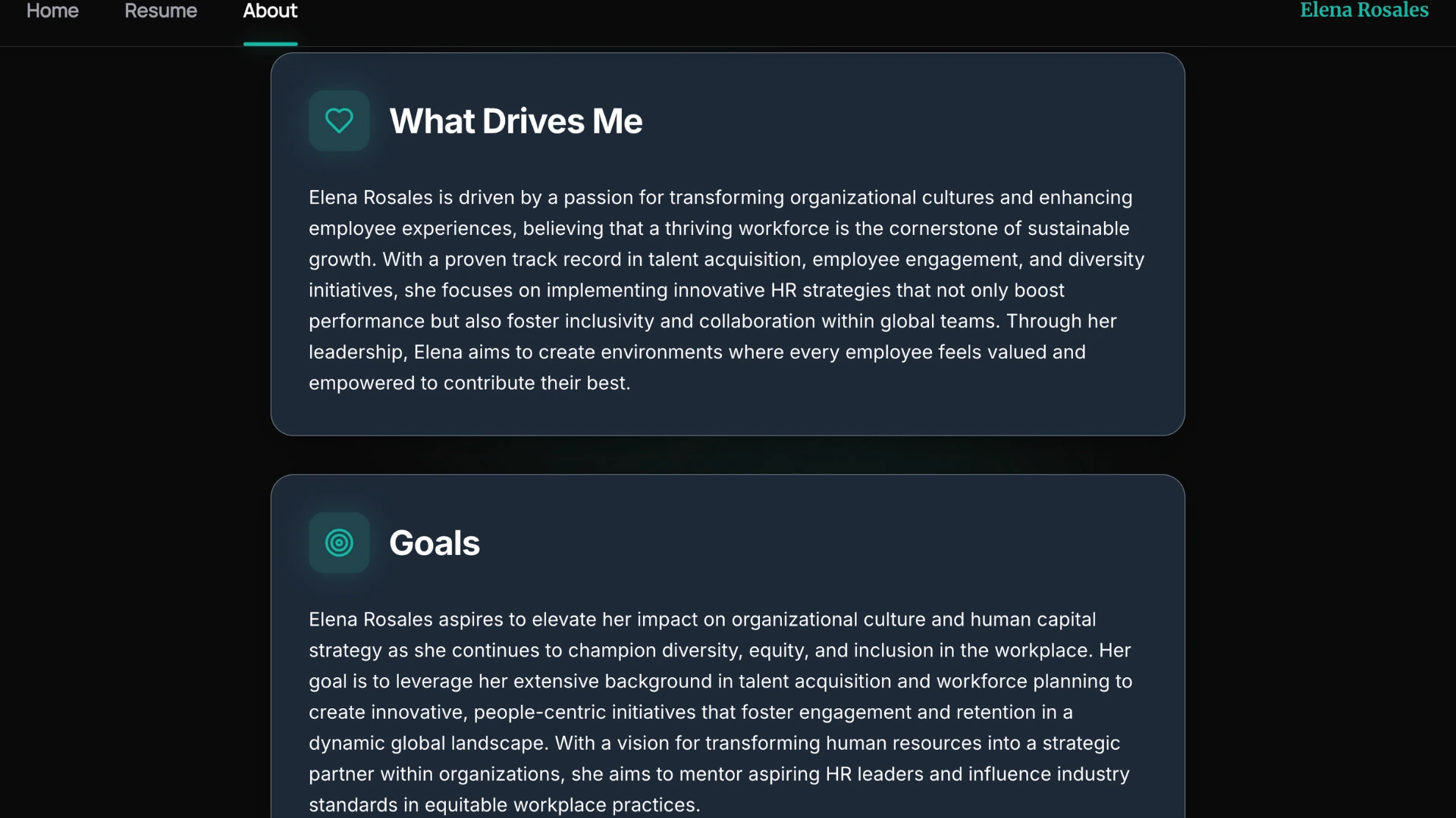 Elena Rosales - What Drives Me and Goals Example